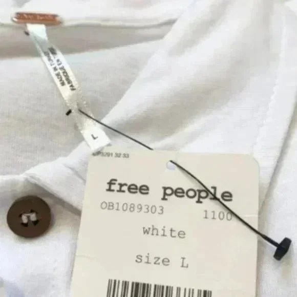 Free People Weekend Rush Henley Tee in White. L - Picture 8 of 8